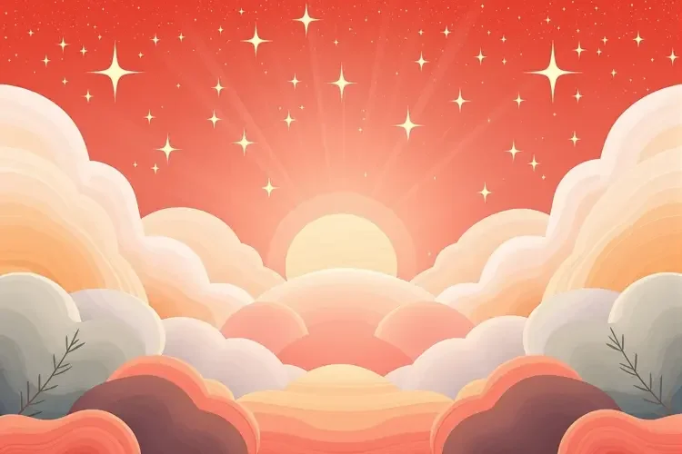 带星星的起伏折线图温暖治愈插画