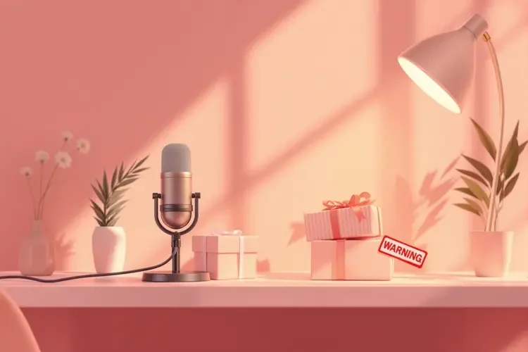 麦克风与声波的温暖治愈插画